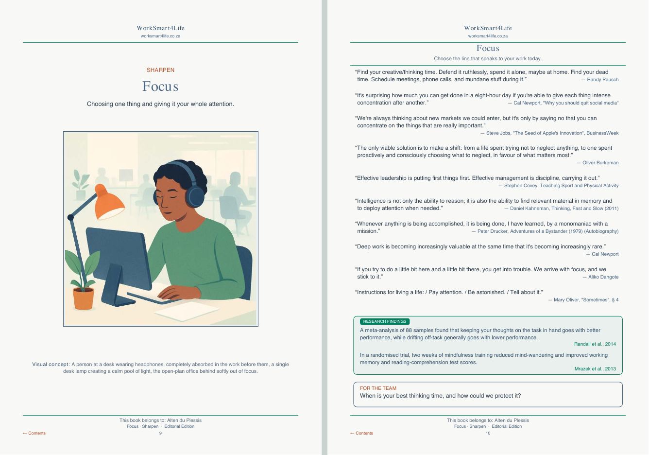 An ebook spread on Focus